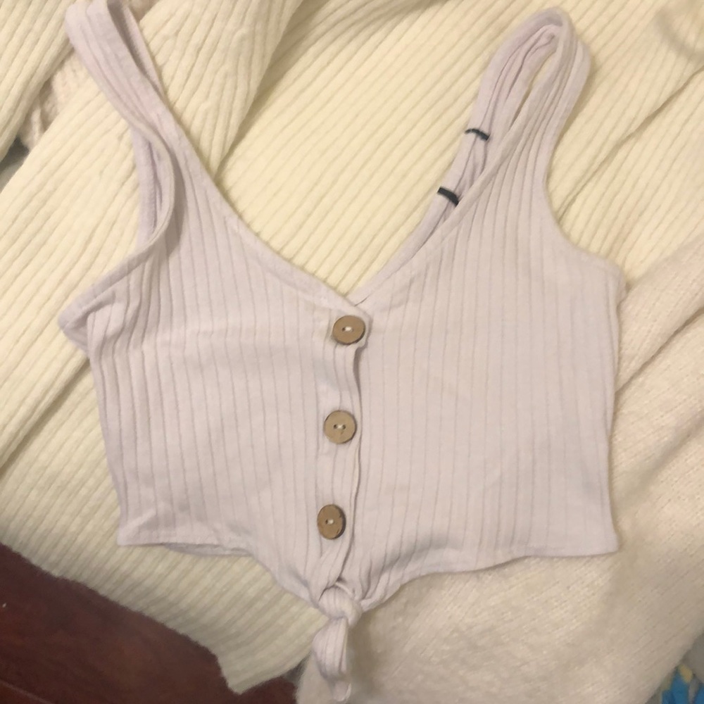 White Button Crop Top
